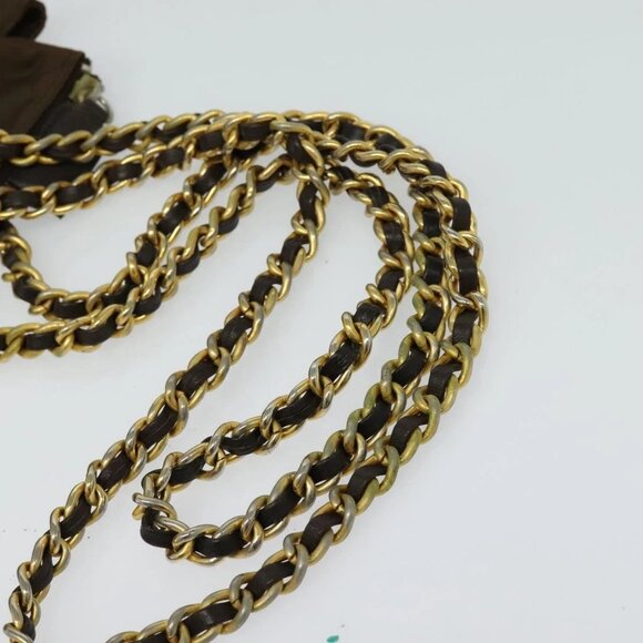 PRADA Chain Shoulder Bag Nylon Brown Gold Auth - Picture 12 of 15